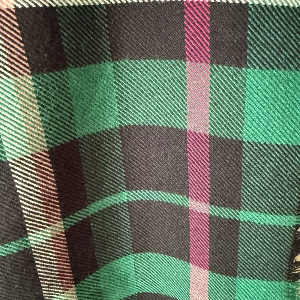 NWT Ann Taylor Raiza Plaid Blanket Scarf Approx 22x78 Green White Pink Black